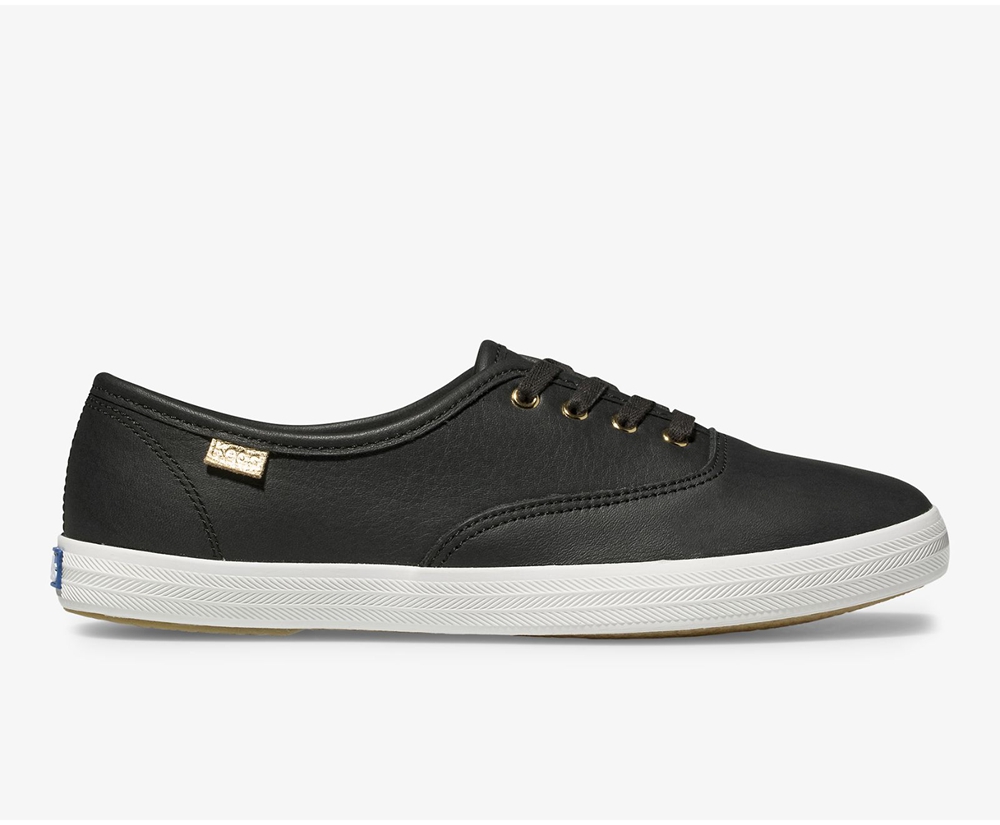 Zapatillas Keds Mujer Negras - Champion Luxe Cuero - 502-QDXHRL